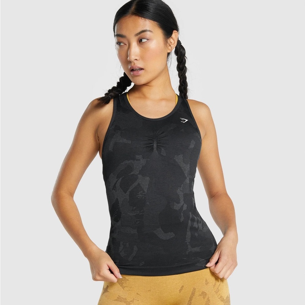 Gymshark Adapt Camo Seamless Tank - Savanna Black